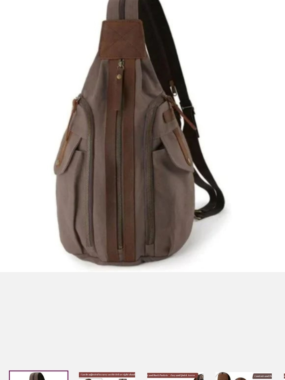 Men's Brown Canvas Sling Belt Bag with Leather Accents